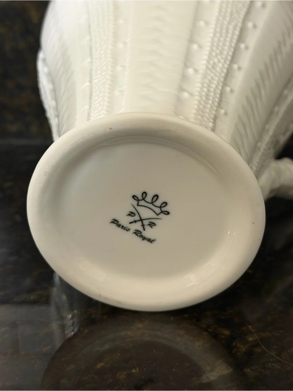 Paris Royal Sea Urchin Coral White Porcelain Tall 8” Pitcher / Vase